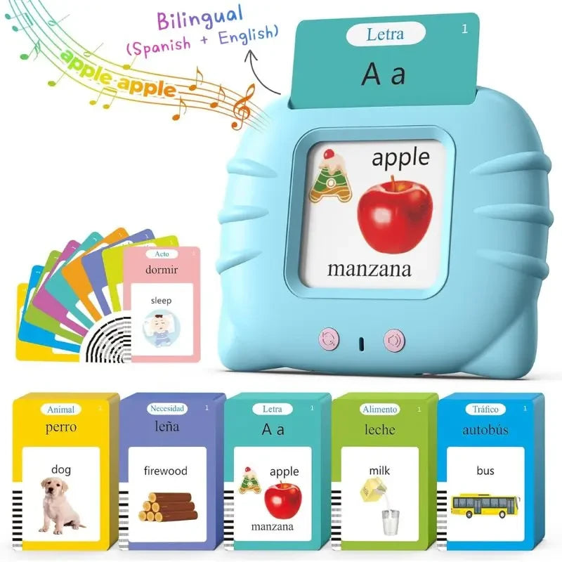Spanish English Bilingual Flash Cards for Toddlers 2-6, Speech Therapy Toys Autism Toys, 510 Words (New ABC,COLOR,SHAPE)，gift