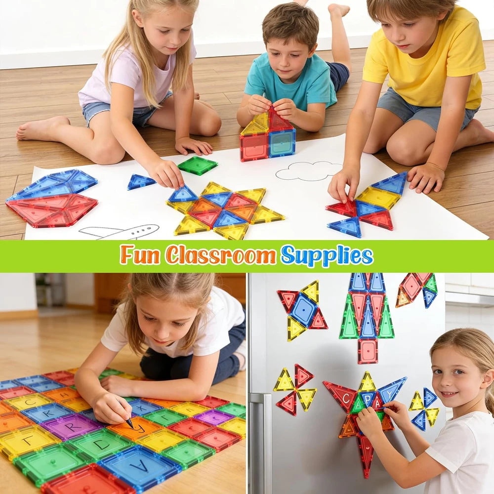 Magnetic Building Blocks Construction Set Montessori Sensory Educational DIY Toy For 3Years+ Old Kids Boys Girls Gifts